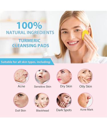 Turmeric Cleansing Pads for Oily & Sensitive Skin | 60PCS Gentle Pads to Combat Acne Blemishes & Dullness | Balance Skin Oil - Buy Online on GoSupps.com
