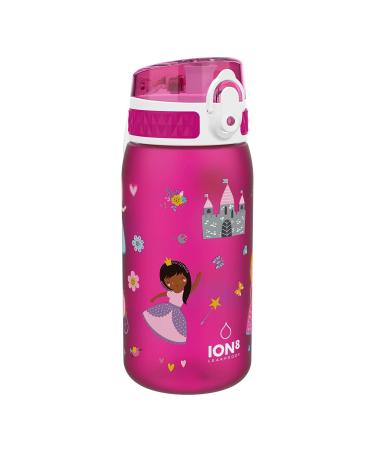 Ion8 Kid's One Touch On-The-Go Printed Water Bottle - Leakproof and BPA-Free Water Bottle - Fits Car Cup Holders and Kid's Backpacks 12 oz / 350 ml Princess