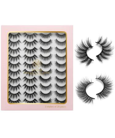 Dysilk 20 Pairs Cat Eye 6D Fake Eyelashes | Self-Adhesive Fluffy Mink Lashes - Reusable False Eyelash Sets | 2 Styles 2021 - Shop Internationally - Buy Online on GoSupps.com