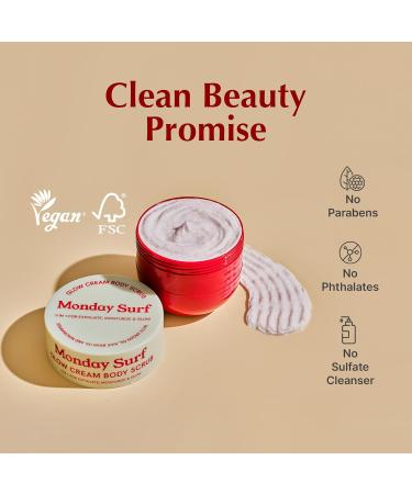 Monday Surf K Body Scrub Cream with Glycolic Acid Moisturizing Vanilla floral Scent Exfoliating Scrub for Shaving Prep & Bumpy Skin Vegan Microplastic-Free 9.5 oz - Buy Online on GoSupps.com
