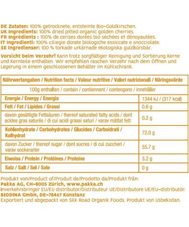  pakka PAKKA Organic Fair Trade Dried Golden Cherries - 1kg - Collected Directly from Small Farmers in Samarkand Uzbekistan Vegan Family Package 1000g (1 - Buy Online on GoSupps.com