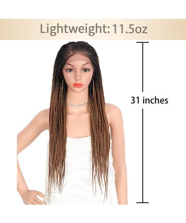 Kalyss 28 Hand-Braided Lace Frontal Twist Braids Wig for Black Women - Ombre Black to Brown Synthetic Lightweight - Buy Online on GoSupps.com