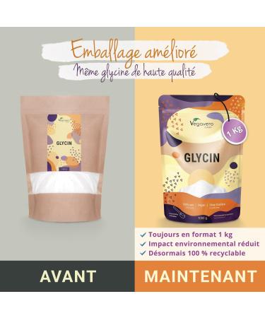 Glycine Powder Vegavero | 1000g (1kg) | 100% Pure No Additives and Vegan | Laboratory Analyzed | Collagen Synthesis & Sleep Aid | With Measuring Spoon - Buy Online on GoSupps.com