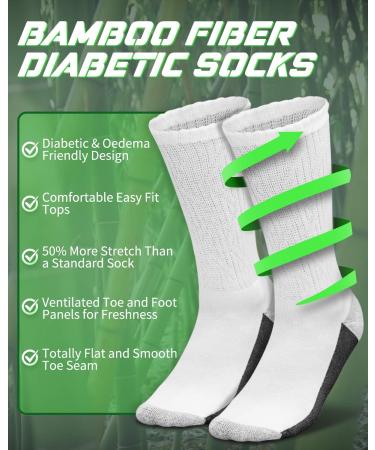 LIN Diabetic & Circulator Socks - Non-Binding 6 Pairs for Women/Men with Edema, Neuropathy, Lymphedema - Sizes 9-11, 10-13, 13-15 - Buy Online on GoSupps.com