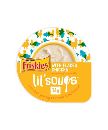Friskies Lil' Soups Cat Food Complement Flaked Chicken - 34 g Cup (8 Pack) Flaked Chicken in Tuna Broth
