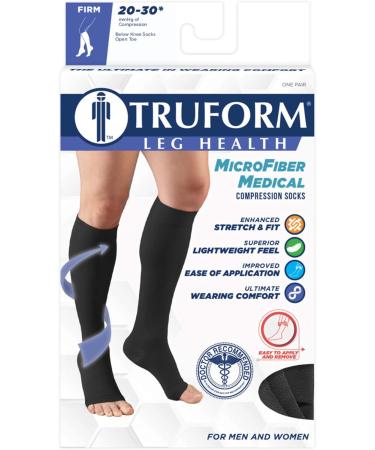 Truform 20-30 mmHg Compression Knee High Microfiber Stockings for Men & Women - Open Toe Beige Medium (1 Pair) - International Shipping Available - Buy Online on GoSupps.com