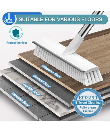 XUXRUS Floor Scrub Brush Long Handle Stainless Steel Push Broom Stiff Bristle Brush Scrubber Cleaning Brush for Bathroom Living Room Roof Garage Swimming Patio Pool White Grey - Buy Online on GoSupps.com