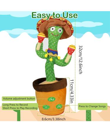 Dancing Cactus Voice Recorder Baby Toy with 120 Fun Songs - Educational Gift and Home Decor - Volume Control - Talking Cactus for Kids - Buy Online on GoSupps.com