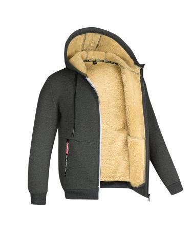 Hanxiulin fleece plush jacket fluffy warm zipper wool jacket men hoodie hooded sweater long -sleeved winter coat jacket windproof bladder fleece jacket cooking jacket coat winter jacket gray m