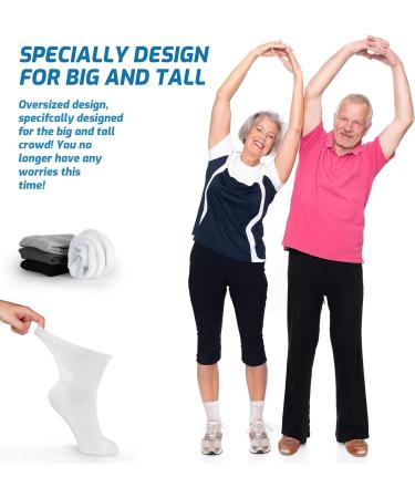 LIN Diabetic Socks for Men & Women - Non-Binding Circulatory Extra Wide Top - Quarter White - 10-13 - 4 Pairs - Buy Online on GoSupps.com