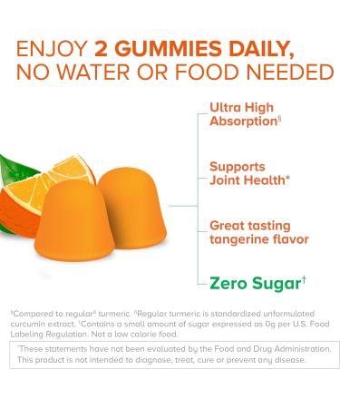 Qunol Zero Sugar Turmeric Gummies - 500mg Curcumin Joint Support Vegetarian Gluten-Free Ultra High Absorption 120 Count - International Shipping Available - Buy Online on GoSupps.com