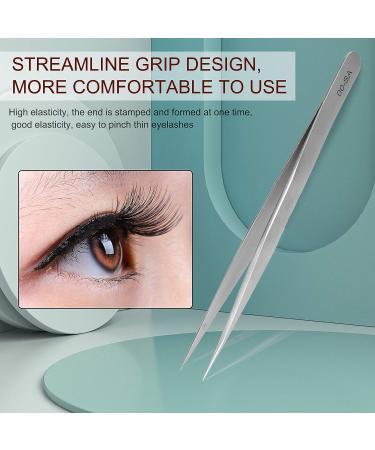 Stainless Steel Lash Tweezers for Individual Eyelash Extensions - Straight Thin Tip False Lash Application Tool (00-SA 13.5cm) - Buy Online on GoSupps.com