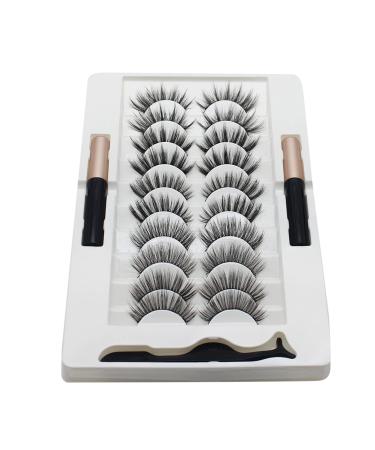 TONXX 10 Pairs Magnetic Eyelashes and Eyeliner Kit Reusable 3D Magnetic False Lashes Extension Needed for Makeup 5#