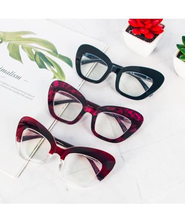 REAVEE 3 Pack Oversized Reading Glasses for Women - Blue Light Blocking Stylish Large Frame Computer Readers | Black Red Flower Design - Perfect for Comfort & Style - Buy Online on GoSupps.com