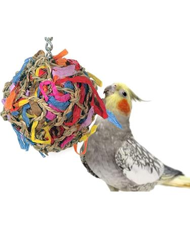 Sweet Feet and Beak Super Shredder Ball - Bird Cage Accessories to Keep Your Bird Busy Foraging for Hidden Treasures - Non-Toxic, Easy to Install Bird Foraging Toys, Bird Treats, Parrot Toys 3 inch