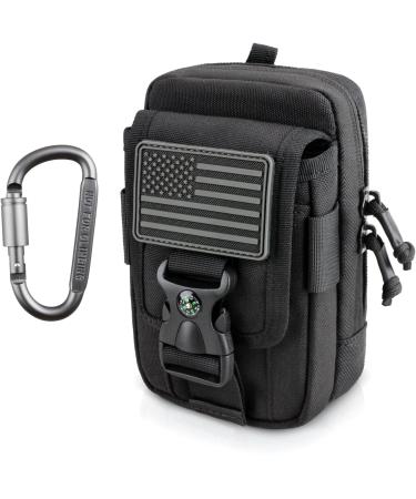 WYNEX Tactical Compass Phone Pouch Large Molle Smartphone Holster Case Double Capacity Small Utility EDC Pouch with Compass Buckle and Carabiner Black - Buy Online on GoSupps.com