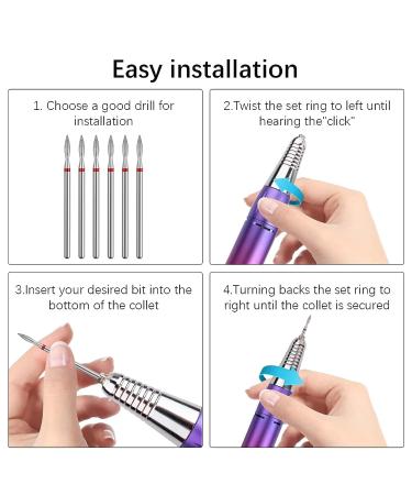Difenni Cuticle Drill Bit - Red-Flame Nail Prep Tool for Electric Nail File Machine | 3/32'' Cuticle Clean Drill Bit - Buy Online on GoSupps.com