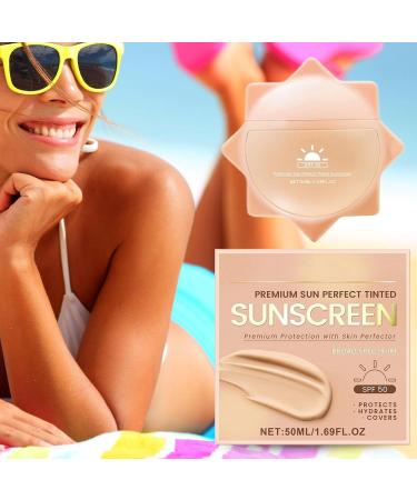  Generisch Tinted facial sunscreen SPF 50 50 ml mattifying sun protection for daily use sports makeup holidays swimming etc. - Buy Online on GoSupps.com