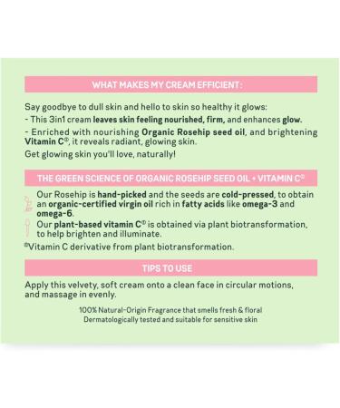 Garnier Organic Rosy Glow 3in1 Youth Cream 50ml - Radiant & Glowing Skin with Rosehip Seed Oil & Vitamin C - Vegan Formula for All Skin Types - Buy Online on GoSupps.com