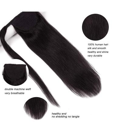 Ugrace 20 Virgin Straight Human Hair Ponytail Extension Natural Black #1B - Clip in One Piece Hairpiece for Women - Buy Online on GoSupps.com