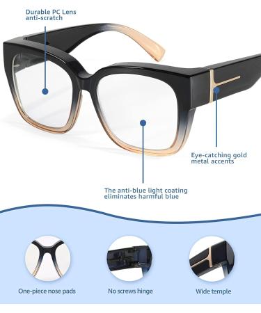 Buy SIPHEW Blue Light Filter Glasses - Stylish Computer Glasses for Eye Protection (Black & Brown No Prescription Needed) - International Shipping Available - Buy Online on GoSupps.com