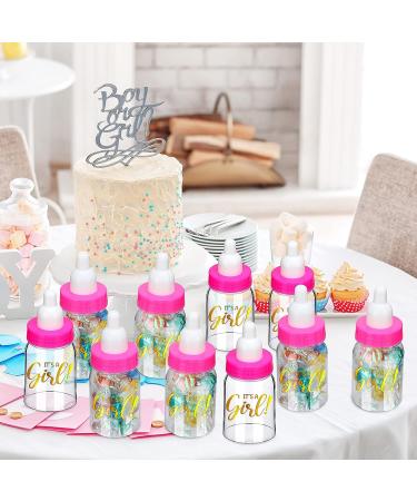 100 Pcs 3.5 Inch Baby Shower Mini Milk Bottles with It's A Girl Stickers - Pink DIY Party Favors for Girls - Buy Online on GoSupps.com