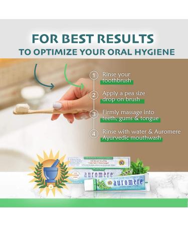 Auromere Ayurvedic Herbal Toothpaste Fresh Mint - 4.16 oz - Vegan, Natural, Non GMO, Fluoride Free, Gluten Free with Neem & Peelu - Buy Online on GoSupps.com