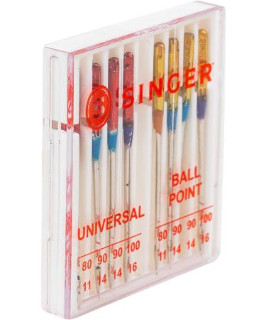 SINGER 04800 Universal Regular Point and Ball Point Sewing Machine Needles - Assorted Sizes 80/11, 90/14, 100/16 - 8 Count - Buy Online on GoSupps.com