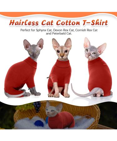 Buy Hjyokuso Sphynx Cat Clothing - Breathable & Soft Sweaters for Sphynx Cornish Rex Devon Rex - XS Red Cat Shirts & Mantles - Buy Online on GoSupps.com