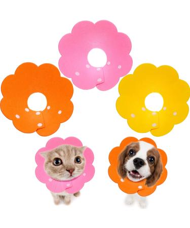 TrelaCo 3 Pieces Cat Recovery Collar, Adjustable Cat Cone Collar for Kitten Cats, Sun Flower Neck Cat Cone Recovery Collar for Pet Kitten Cat Puppy Rabbit to Prevent from Biting Scratching Medium
