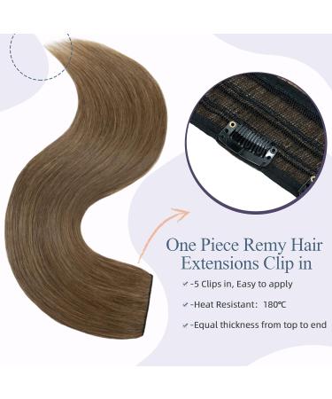 Buy Real Hair Clip-In Extensions 1PC 5 Clips - Thick 7A Human Hair Soft 20cm 60g - Light Brown #06 | International Shipping Available - Buy Online on GoSupps.com