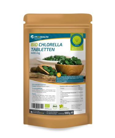 FP24 Health Bio Chlorella - 2500 tablets - 1kg - 400mg per tablet - Vulgaris - in zip bag - 1000g - Top quality - Buy Online on GoSupps.com
