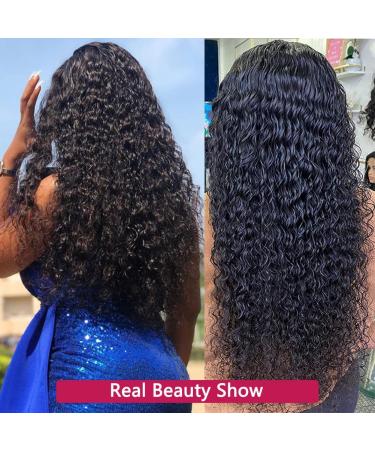 Water Wave Lace Front Human Hair Wig - HD 13x4, 150% Density, Pre Plucked Curly 22 Inch for Black Women - Buy Online on GoSupps.com