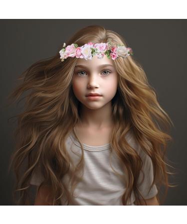 Brikuinr Flower Halo Floral Crown Wreath Boho Flower Headband Hair Wreath Hair Garland Floral Headpiece with Ribbon Wedding Party Festival - Buy Online on GoSupps.com