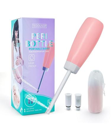 Portable Bidet for Traveling 400ml(14oz) Peri Bottle for Postpartum Care Waterproof Travel Bidet Camping Handled Bidet Pink