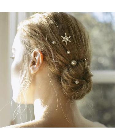 Silver Snowflake Crystal Rhinestone Hair Bobby Pins - 5 PCS | Holiday Wedding Hair Accessories - Buy Online on GoSupps.com