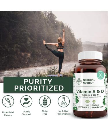Natural Nutra Vitamin A and D from Cod Liver Oil 10000IU/400IU | Healthy Bones & Teeth Supplement | Heart, Muscle, and Immune Support | 100 Softgels - Buy Online on GoSupps.com