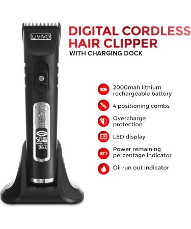 LIVIVO Digital Hair Clipper and Beard Trimmer Wireless Grooming Set with Extra Sharp Long Lasting Blades and Multiple Trimmer Attachments - Buy Online on GoSupps.com