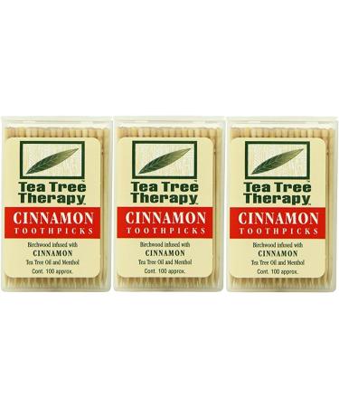 Tea Tree Therapy Cinnamon Toothpicks - 100 Count (3-Pack) - Natural Dental Care - Buy Online on GoSupps.com