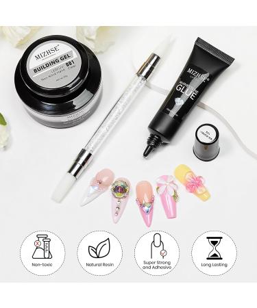 MIZHSE 30g Solid Builder Gel For Nails and 15g Rhinestone Glue for Nails Clear Nail Builder Gel Hard Gel for Nails 3D Nail Sculpting Gel Non-Sticky Hand UV LED Nail Charm Glue Nail Art for Salon Home 30g Builder Gel+15g Rhinestone Glue - Buy Online on GoSupps.com