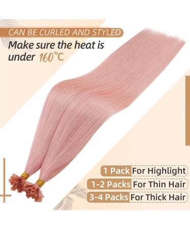 Runature 40cm Pink U Tip Extensions - Real Hair Bonding Colorful Human Hair Invisible Bond 20g Beach Color - Buy Online on GoSupps.com