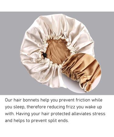 2 Pack Reversible Double Satin Silk Bonnet Set - Adjustable Hair Wrap for Sleeping - Extra Large Khaki Bonnet - Buy Online on GoSupps.com