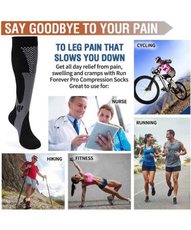 Compression Socks (3 Pairs) 20-30 mmHg for Men and Women - Black, L-XL - Buy Online on GoSupps.com