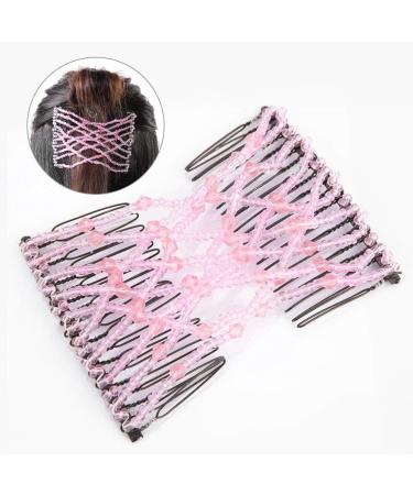 MOUMOUTEN Magic Hair Comb - Stretchable Beading Hair Slide Elastic Hair Comb Beading Hair Accessory for Weddings and Daily Use (Pink) - Buy Online on GoSupps.com