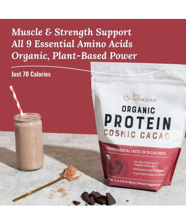 Organic Pea Protein Powder - Cosmic Cacao Chocolate Flavor | Plant-Based Vegan Protein Blend - 20 Servings, 17 oz - Live Conscious Cacao 1.07 Pound - Buy Online on GoSupps.com