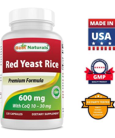 Best Naturals Red Yeast Rice with CoQ10  120 Capsules - Cardiovascular Formula Contains 600 mg of Red Yeast Rice ans 30 mg of CoQ10 - Buy Online on GoSupps.com