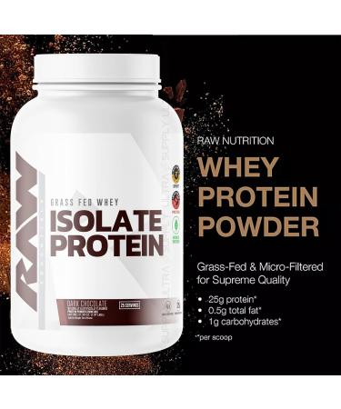 RAW 25g Grass-Fed Whey Isolate Protein Powder Dark Chocolate Flavor 25 Servings - Buy Online on GoSupps.com