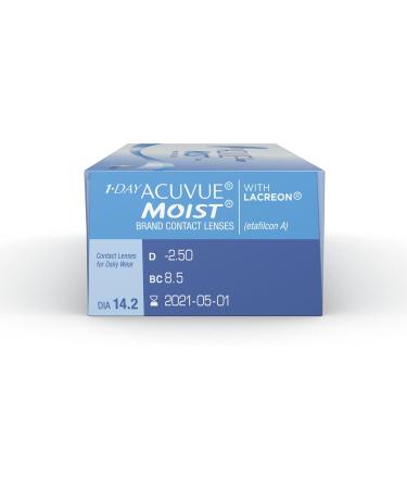 ACUVUE MOIST 1-Day Contact Lenses for Sensitive Eyes | Daily UV Protection & Comfort - 30 Lenses (2.5 DPT BC 8.5) - Buy Online on GoSupps.com