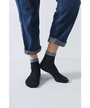 Yomandamor Men's Bamboo Diabetic Ankle Socks - 6 Pairs, L Size 10-13, Black/Grey, Non-Binding Top & Seamless Toe - Buy Online on GoSupps.com