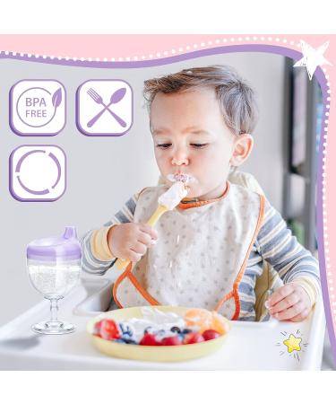 2 Pcs Baby Wine Sippy Cup Set - No Spill Plastic Goblet Glass for Kids on Birthday Party - Pink & Purple - Buy Online on GoSupps.com